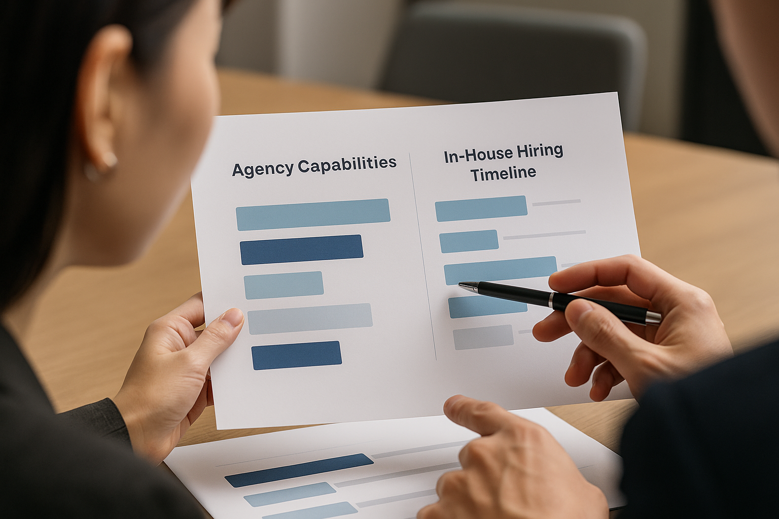 Diagram showing agency capabilities vs in-house hiring timeline