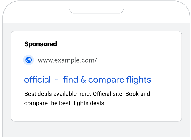 Example of generic unbranded ad from Google policy