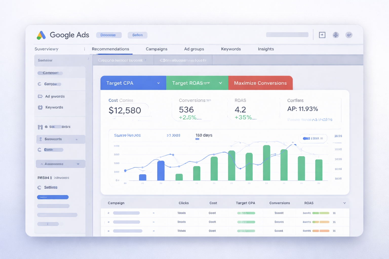 Google Ads bidding dashboard
